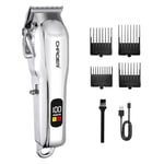 Professional Hair Clippers for Men,Cordless Barber Clippers and Trimmers Set,Mens Clippers for Hair Cutting Kit with LCD Display,Silver Zero Gap T-Blade Beard Hair Trimmer,Gifts for Men (Light Sliver)