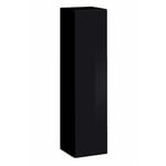 Armoire murale 1 porte Meuble de Rangement 30x120x30cm 3 compartiments Modèle Berit 30x120 Noir Finition brillante