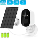 Camera de surveillance exterieure solaire IP Wifi HD 1080P Dispositif de securite sans fil avec Audio et batterie Rechargeable 6000mAh