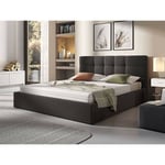 Mael - lit coffre - 160x200 - en tissu - sommier inclus - gris anthracite