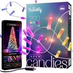 Twinkly Strings USB-C Candle 200 LED, Guirlande LED en Forme de Bougie, Fil Lumineux LED Multicolore RGB, Compatible avec Alexa, Google Home, Guirlande Noël, Alimentation USB C, Fil Transparent, 12m.