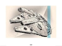 Star Wars Episode VII (Millennium Falcon Pencil Art) 60 x 80 cm Toile Imprimée