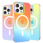 CALOOP Aura Case for iPhone 15 Pro Max with MagSafe,Sturdy Hard Frame Shockproof with Raised Bezel Camera Protection and Cuison Edges,Iridescent Matte,Rainbow Phone Cover,6.7 Inch,Holographic