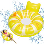 Gonflable Ananas Bouée, Anneau de Natation, Grand Bouée Ananas Gonflable avec Porte-gobelet, Gonflable Anneaus de Natation pour Adultes Enfants Fête