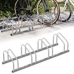 BAKAJI Rack pour vélo de Sol ou Mur, Support de stationnement extérieur pour vélo en Acier, Porte-vélo avec matériel de Montage Inclus (4 Places)