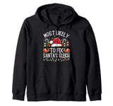 Christmas Most Likely To Fix Santa's Sleigh Xmas Family Kids Zip Hoodie