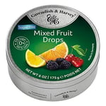 Cavendish & Harvey - 'SUGAR FREE' Mixed Fruit Drops 175g (Pack of 3 Tins)