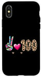 Coque pour iPhone X/XS Peace Love 100 Days Of School Cœur léopard