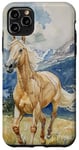 Coque pour iPhone 11 Pro Max Aquarelle Running Palamino Horse in Meadow