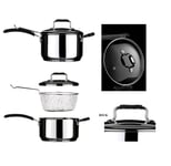 TENZO 22cm STAINLESS STEEL CHIP PAN POT FRYER WITH LID HANDLE BASKET INDUCTION