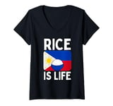 Womens Cool Rice Design For Men Women White Food Cooker Rice Lover V-Neck T-Shirt