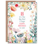 Greeting Card The Big One 18 Year Old Milestone Floral Flowers Birthday