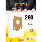 TopFilter 64290 Lot de 4 sacs aspirateur Hoover Alpina, sac aspirateur, poche aspirateur, accessoire aspirateur, Non tissé polypropylène, Carton, Caoutchouc, 30 x 26 cm