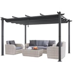 VEVOR Pergola rétractable extérieure 3 x 4 m, tonnelle de Jardin en Aluminium avec auvent Pare-Soleil en Toile Polyester Haute densité Anti-UV, pour patios, Jardins, terrasses, arrière-Cours, Gris