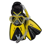 Mares - Masque Tuba et Palmes Aquazone Set X-One Marea, Ensemble avec Masque, Tuba et Palmes Snorkeling Adulte - Unisex, Blanche/Jaune, L/XL