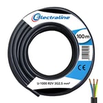 Electraline 10218439D Couronne de Cable U-1000 R2V 4G1.5 50M, Noir