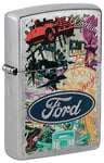 Zippo Briquet Tempête - Ford Mustang - Chrome Brossé & Image Couleur - Rechargeable, Garanti à Vie - Flamme Ajustable - Boîte Cadeau - Métal - Fabriqué aux USA