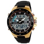 SKMEI Watch Herr Mode Casual Analog Digital Armbandsur Alarm 30M Vattentät Man Military Chrono Calendar Relogio Masculino Gold Black