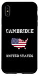 Coque pour iPhone XS Max Conception de carte vintage du drapeau américain de Cambridge, États-Unis