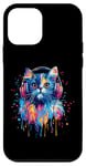 Coque pour iPhone 12 mini Persian Cat Lovers Pop Art Casque audio amusant chat persan