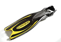 Cressi Frog Plus Open Heel Scuba Dive Fins (Made in Italy), Black/Yellow, M/L (UK 9/10 - EU 41/44)