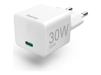 Hama - Strømadapter - Gan, Mini-Charger, Qualcomm - 30 Watt - 3 A - Pd, Qc 2.0, Qc 3.0 (24 Pin Usb-C) - Hvit