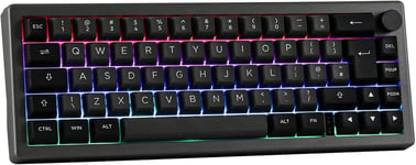 Ek68 Clavier Mécanique Sansfil/Bluetooth/Usb-C. Clavier 65% Avec Batterie 3000Mah, Bouton De Volume, Rgb, Hotswap, Pour Gaming/Bureau/Pc/Mac/Linux ((Uk) Argent Noir, Flamingo Switch)