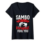 Womens Sambo Girl Female Wrestler Training Sambo Wrestling V-Neck T-Shirt