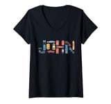 Womens John Custom Name Personalized Classic Cars Boys Women Men V-Neck T-Shirt