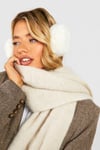 Womens Skinny Headband Faux Fur Earmuffs - White - One Size, White