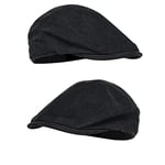 Men Spring And Summer Cotton Beret Hat Women British Retro Cap Fresh Breathable Sun Hat-Black,Xl 60-61Cm