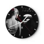 Horloge murale en verre 40x40cm Silencieuse Lady Rose Myst?re Wall Clock