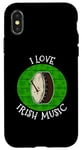 Coque pour iPhone X/XS St Patrick's Day Bodhran, j'aime la musique irlandaise