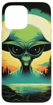 Coque pour iPhone 13 Pro Max Tête d'extraterrestre verte mignonne visage OVNI || Alien