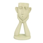 Vacchetti Porte-Pot en résine Visage Blanc 14 x 8 h 25,5 cm