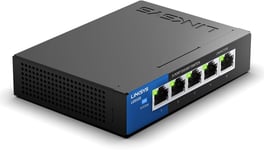 Switch Non Manageable Gigabit Avec 5 Ports Lgs105-Eu(ethernet Maison et Bureau Avec Boîtier Métallique, Séparateur ethernet au Mur Ou sur Un Bureau, Plug & Play)