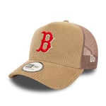 NEW ERA BOSTON RED SOX CORD TRUCKER CAP.E FRAME BEIGE CORDUROY BASEBALL HAT W24