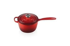 Le Creuset Signature Enamelled Cast Iron Saucepan With Anti Drip Pouring Lip and Vented Lid, For All Hob Types, 18 cm, 1.8 Litres, Cerise, 21181180602430