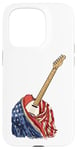 Coque pour iPhone 15 Pro Guitare Américaine USA Drapeau Américain Guitariste Basse Musicien