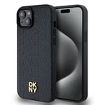 DKNY Pattern Metal Logo Case for iPhone 14 with MagSafe - Black