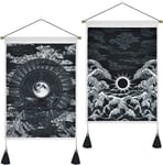 Pakkauksessa 2 kuvakudos Moon ja Star Tapestry Ocean Wave Tapestry