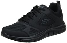 Skechers Homme Track-SYNTAC Basket, Maille en Cuir Noir avec Bordure Noire, 39.5 EU