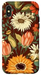 Coque pour iPhone X/XS Orange Bohème Groovy Motif floral années 70