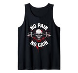 No Pain No Gain Skull Barbell Workout Motivation Tank Top