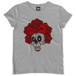 Teetown - T Shirt Femme - Minnie Dia De Los Muertos - Mexique Squelette Fête Rose Maquillage Culture Célébration - 100% Coton Bio