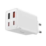 Chargeur Mural Gan (P10162701213-00)2x Usb, 2x Type-C, 65w, Avec Câble Type-C Vers Type-C - Baseus - Blanc