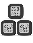 Mini Thermomètre Hygromètre, Digital Thermo-Hygromètre Indicateur Précision D'Ambiance Moniteur De Température Et Humidimètre Intérieur Pour Serre Jardin Cave Bureau À Domicile-3 Pièces (Noir)