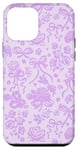 Coque pour iPhone 12 mini Coquette Dentelle Mauve avec Noeuds et Roses