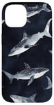 Coque pour iPhone 14 Aquarelle noire motif requin baleine