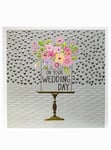 Stylish Cake On Your Wedding Day Card – Large Embossed Blooming Flowers Design